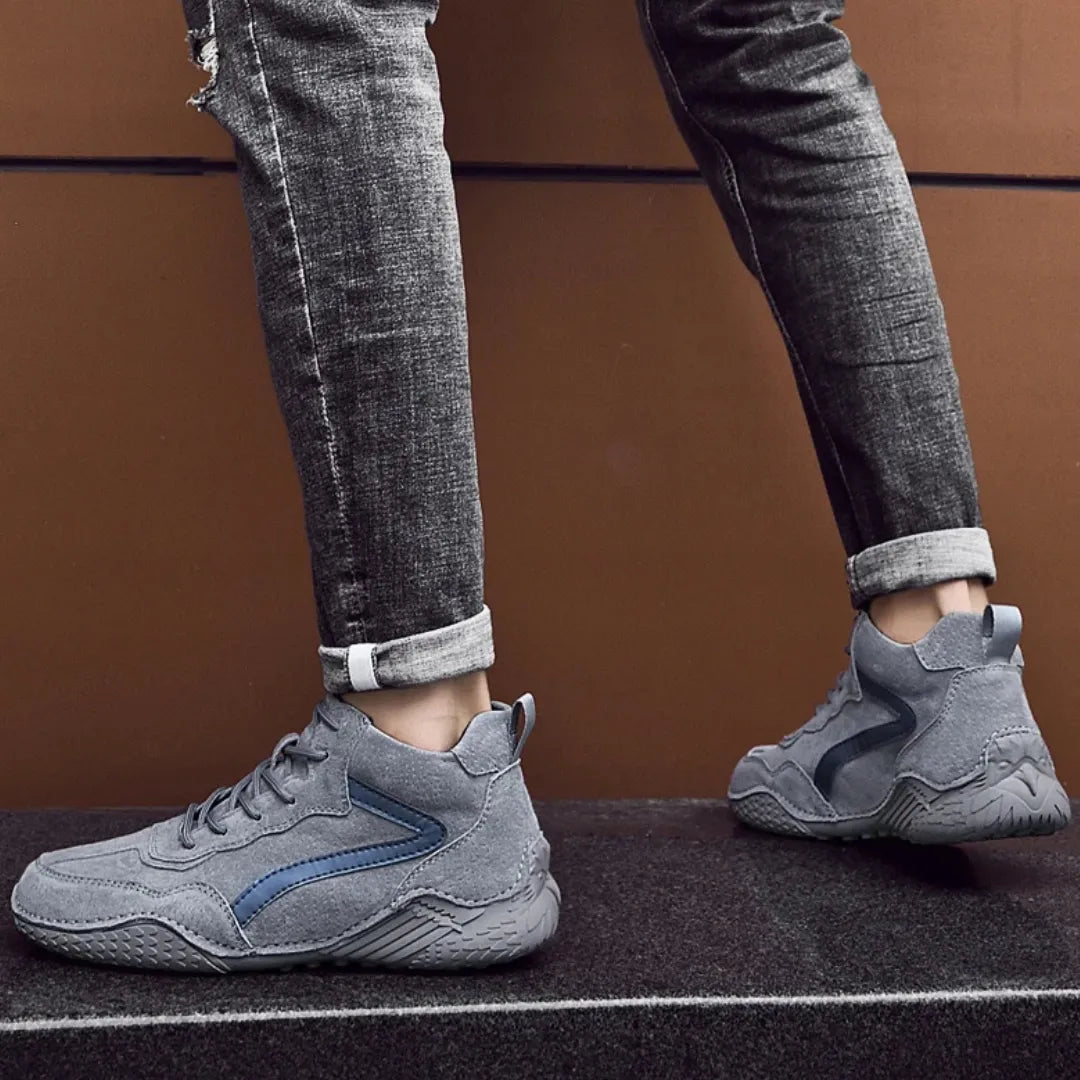 Arvid Leren Herenschoenen - Comfortabele Hoge Sneakers met Antislip