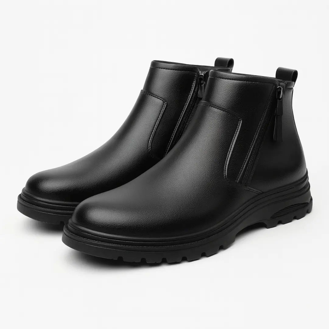 Zeno Leren Enkellaarzen Heren – Comfortabele Schoenen met Rits