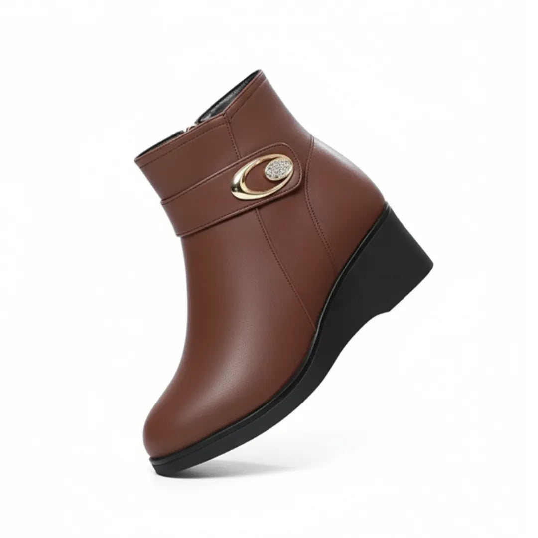 Celia Gevoerde Enkellaarzen Dames – Elegante Winter Boots met Hak
