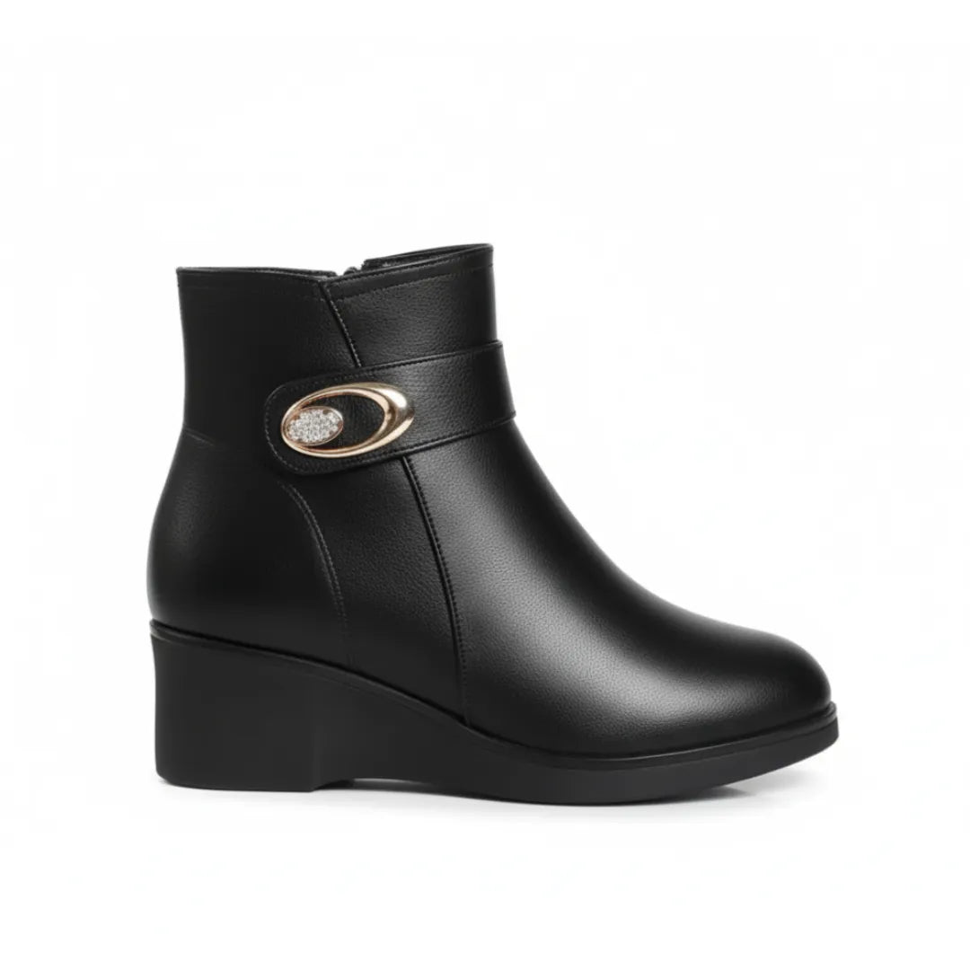 Celia Gevoerde Enkellaarzen Dames – Elegante Winter Boots met Hak