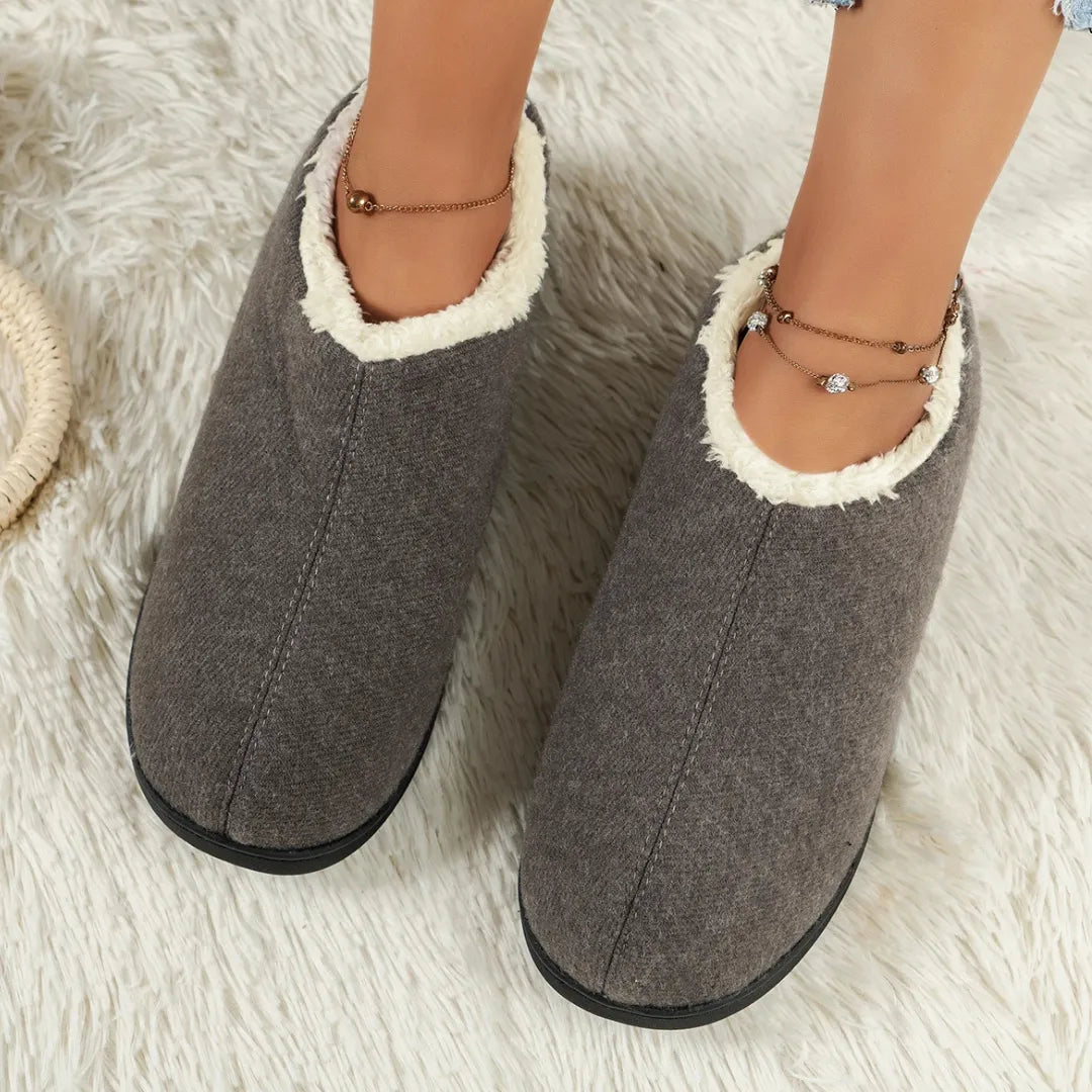 Clara Warme Dames Pantoffels – Pluche Sloffen met Harde Zool