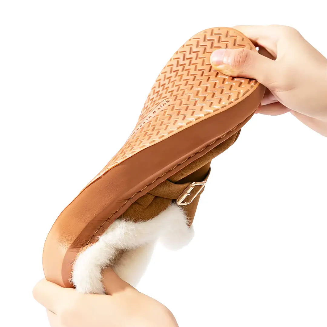 Amara Warme Dames Pantoffels met Wol – Sloffen met Open Hiel (Koop 1 paar, krijg 1 paar gratis)