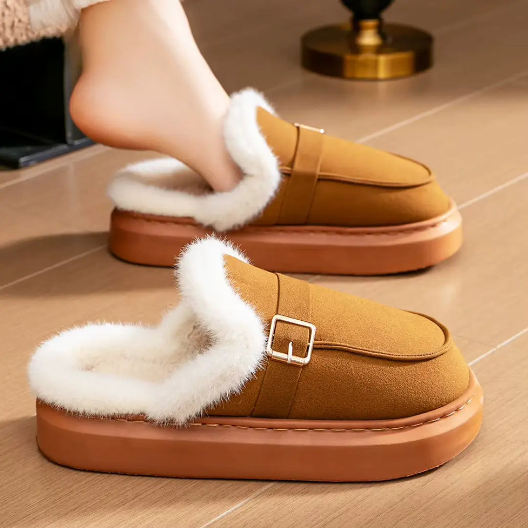 Amara Warme Dames Pantoffels met Wol – Sloffen met Open Hiel (Koop 1 paar, krijg 1 paar gratis)