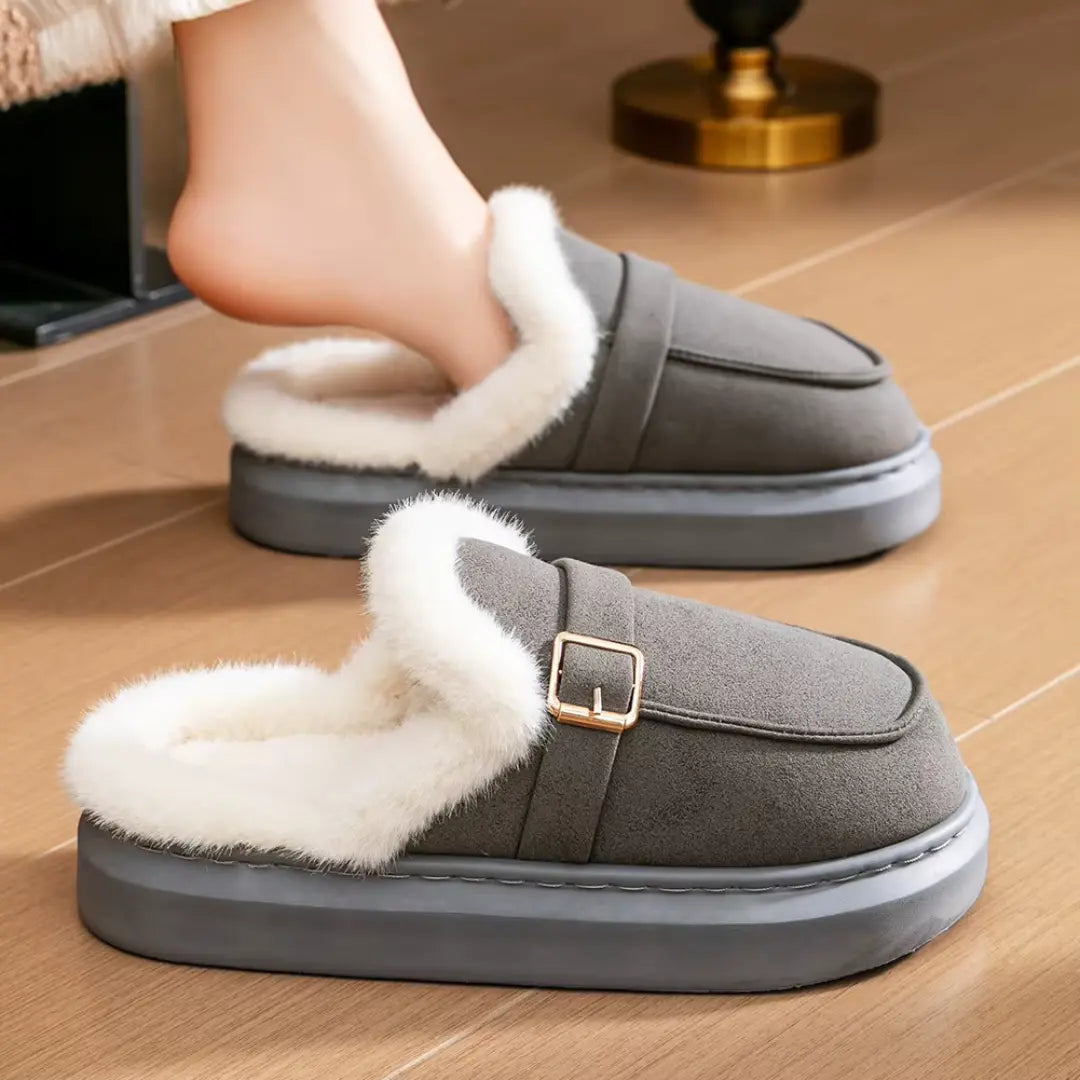 Amara Warme Dames Pantoffels met Wol – Sloffen met Open Hiel (Koop 1 paar, krijg 1 paar gratis)