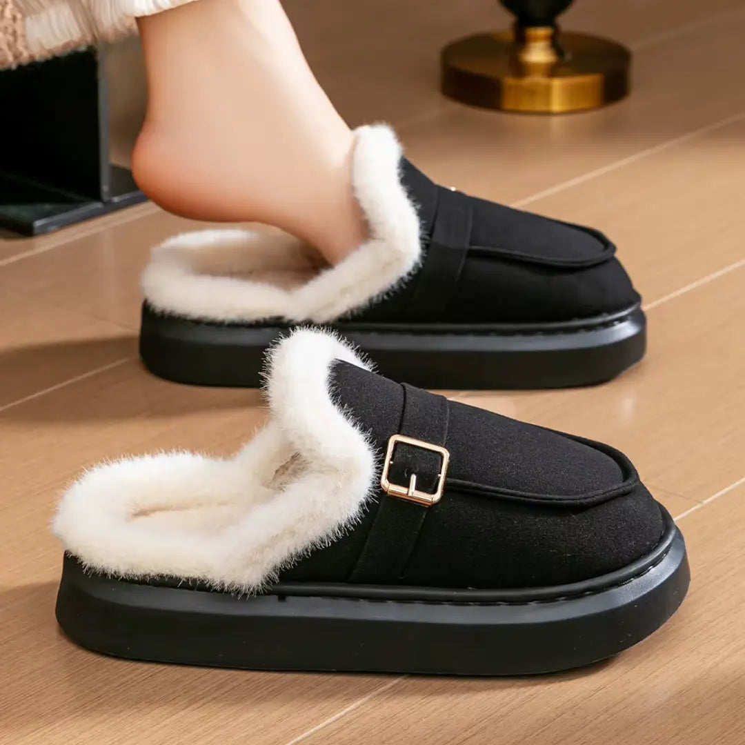 Amara Warme Dames Pantoffels met Wol – Sloffen met Open Hiel (Koop 1 paar, krijg 1 paar gratis)