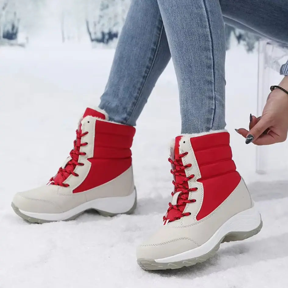 Dames Snowboots met Veters & Grip - Laarzen met Voetboog Ondersteuning