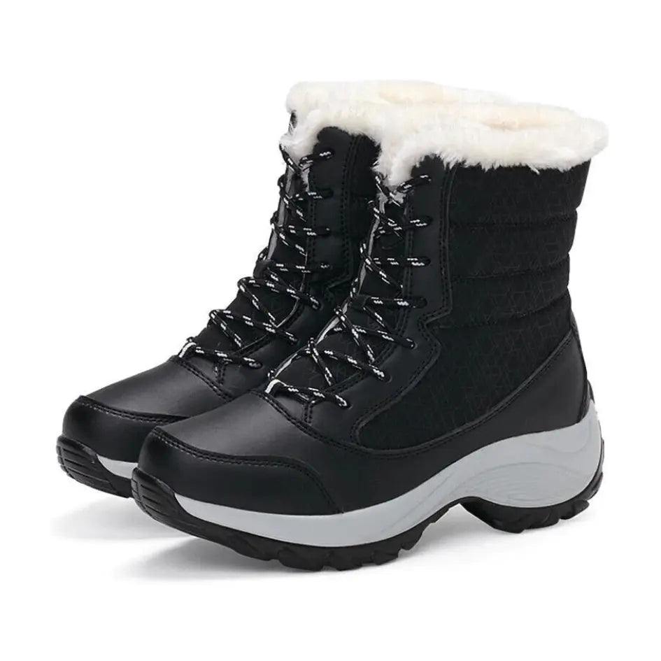 Dames Snowboots met Veters & Grip - Laarzen met Voetboog Ondersteuning