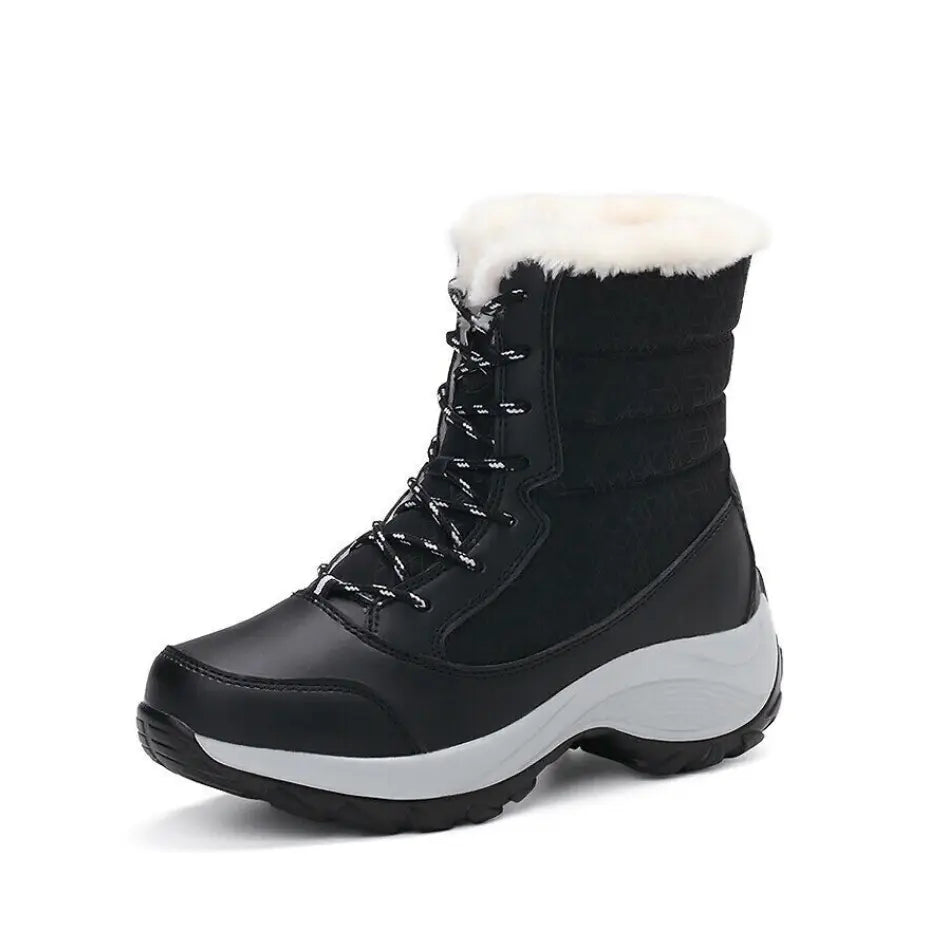 Dames Snowboots met Veters & Grip - Laarzen met Voetboog Ondersteuning