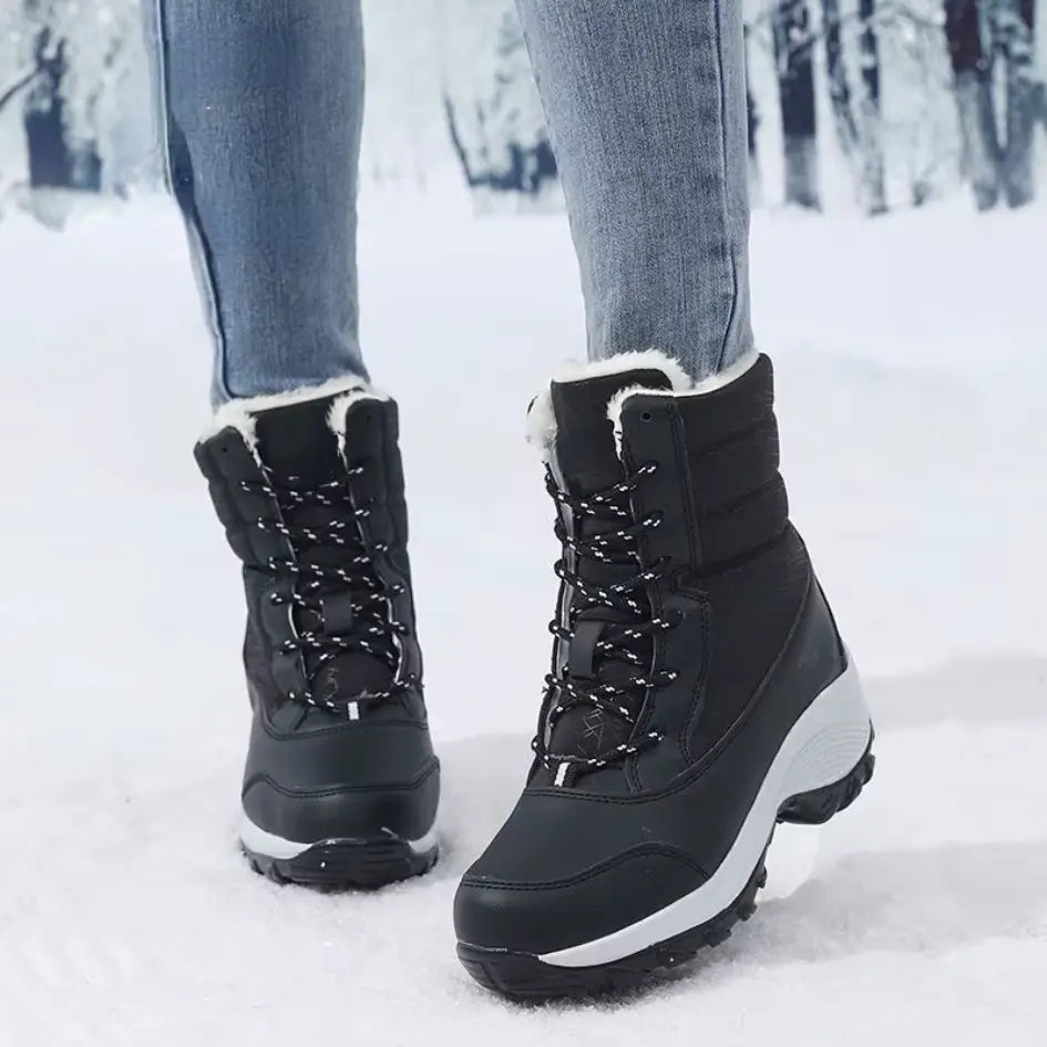 Dames Snowboots met Veters & Grip - Laarzen met Voetboog Ondersteuning