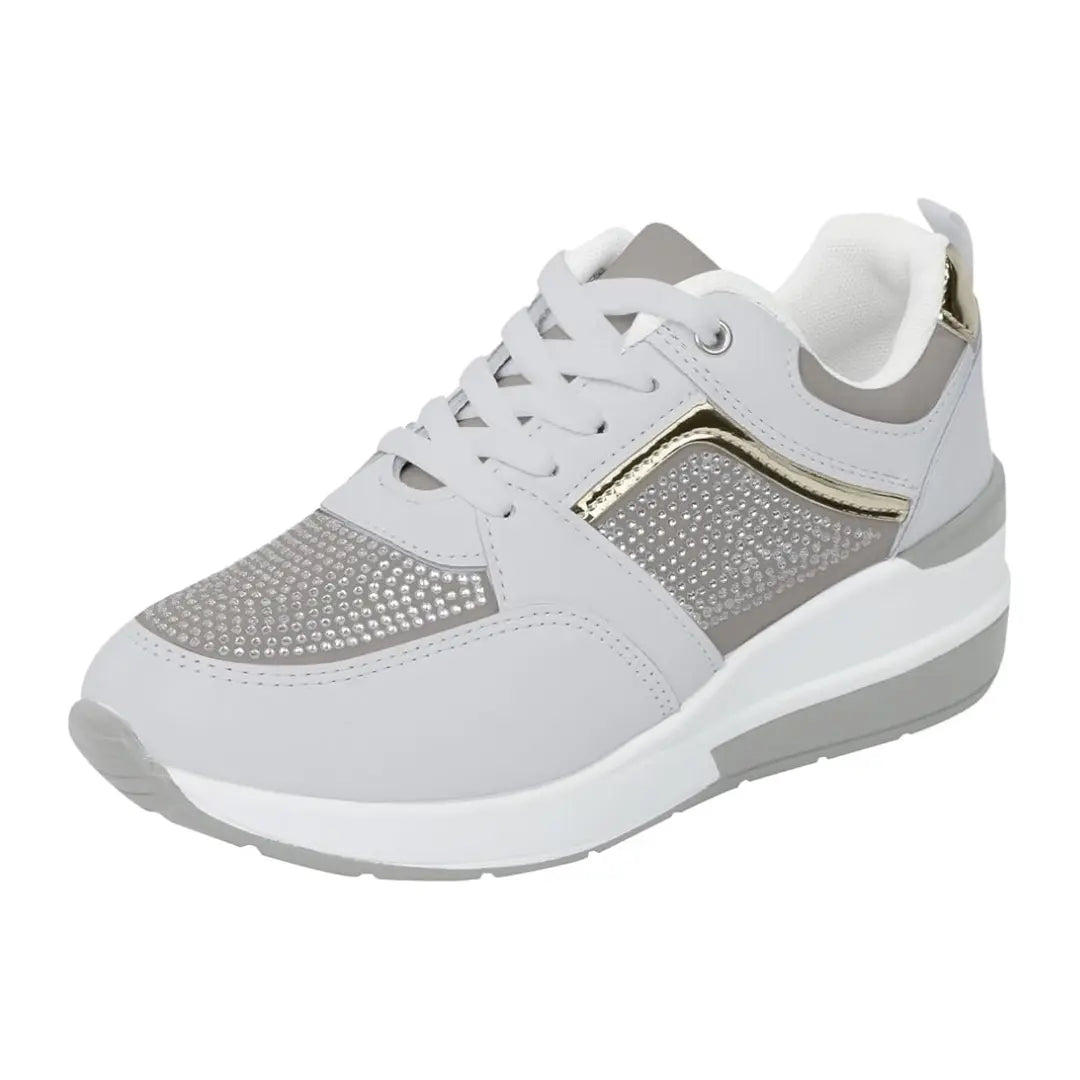 Oliva Dames Sneakers met Sleehak & Glitters - Schoenen met Hoge Zool
