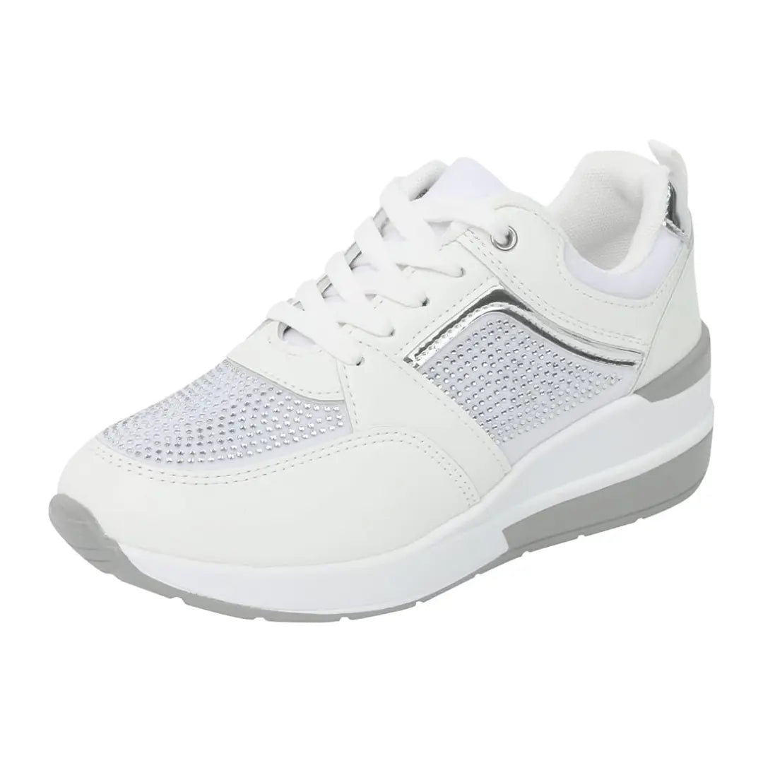 Oliva Dames Sneakers met Sleehak & Glitters - Schoenen met Hoge Zool