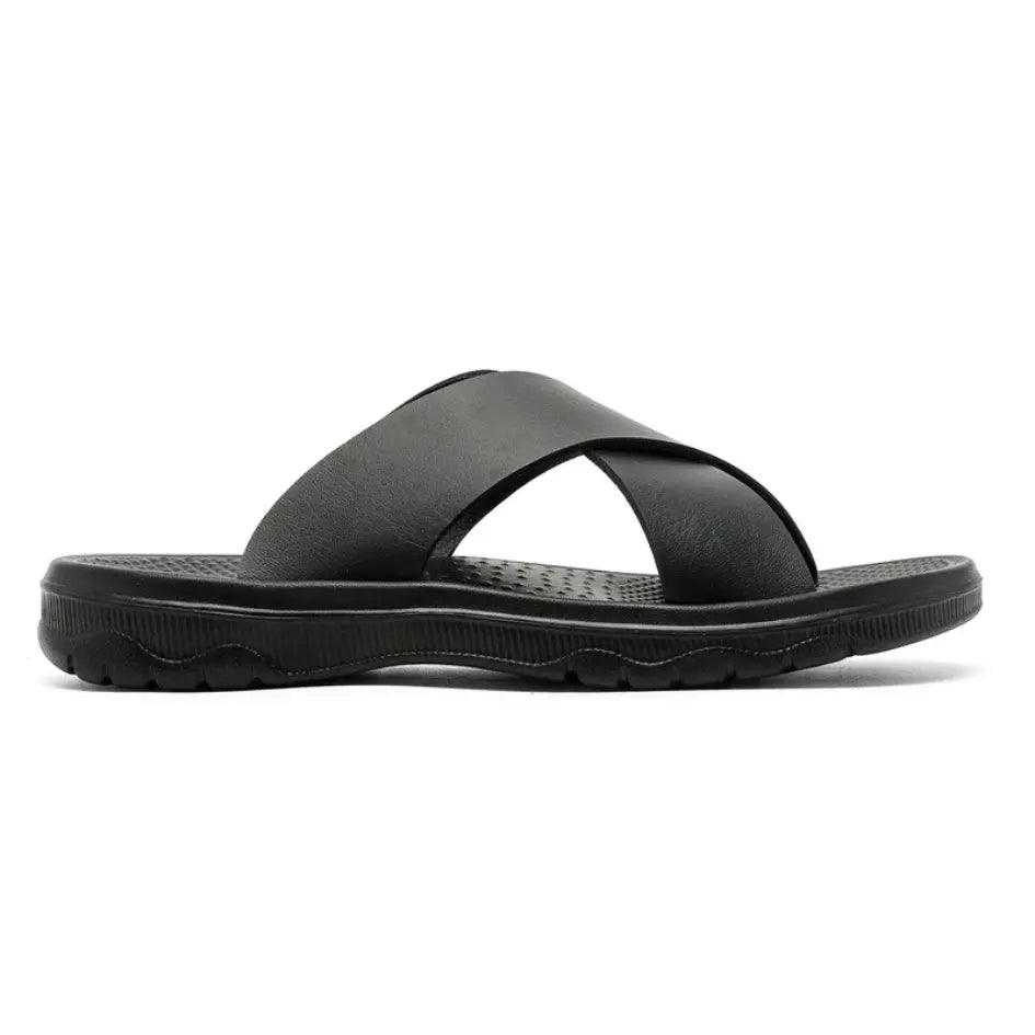 Dave Vegan Leren Slippers met Kruisband & Voorgevormd Voetbed