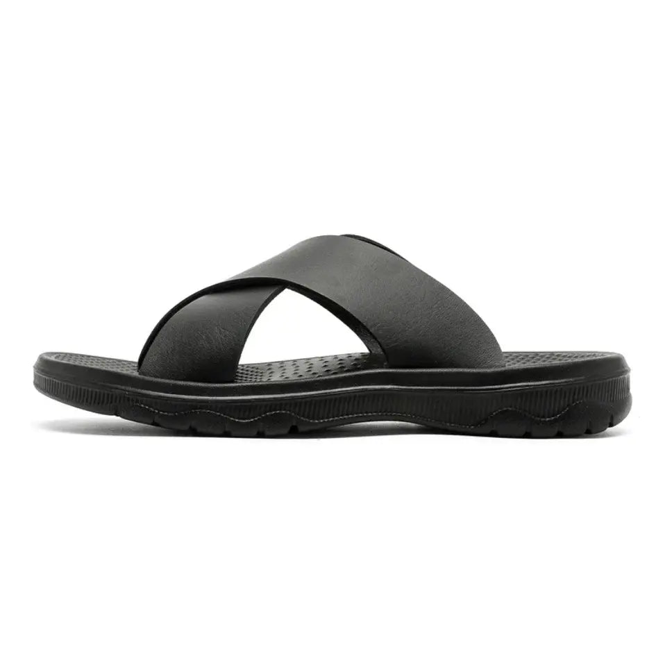 Dave Vegan Leren Slippers met Kruisband & Voorgevormd Voetbed