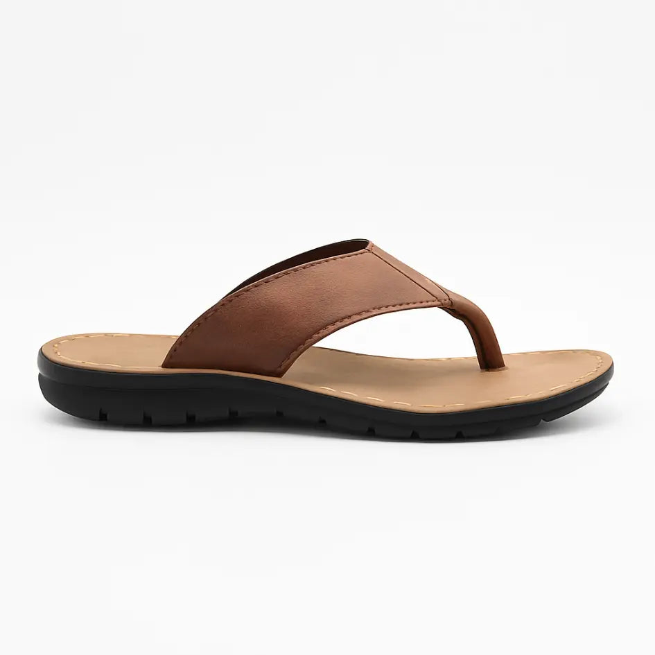 Boris Heren Slippers Leer met Voetboog Ondersteuning - Flip Flops