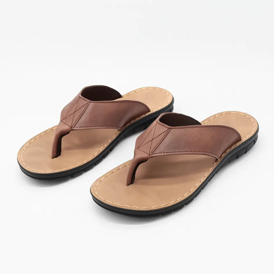 Boris Heren Slippers Leer met Voetboog Ondersteuning - Flip Flops