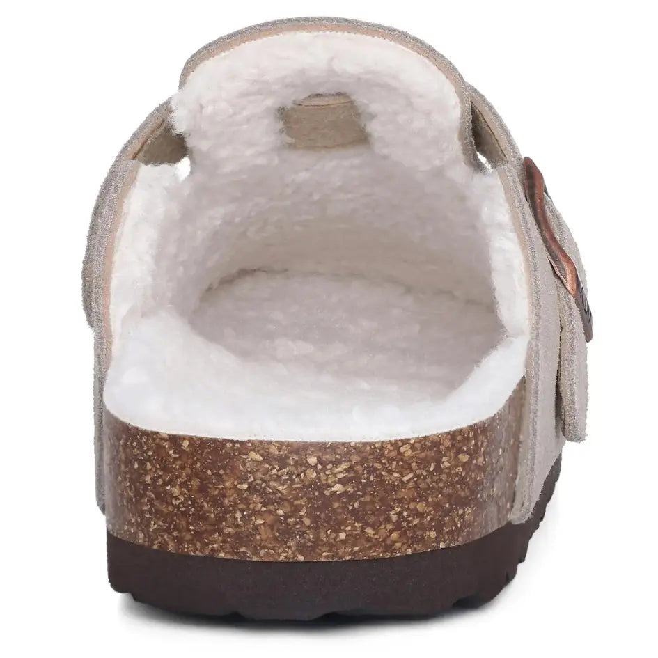 Lev Suède Pantoffels Heren & Dames met Wol - Clogs met Bont en Gesp