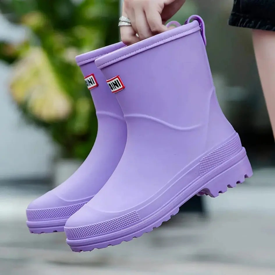 Lila Dames Regenlaarzen - Waterdichte Laarzen met Antislip zool voor Buiten