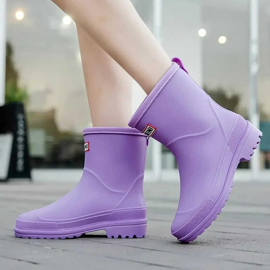 Lila Dames Regenlaarzen - Waterdichte Laarzen met Antislip zool voor Buiten
