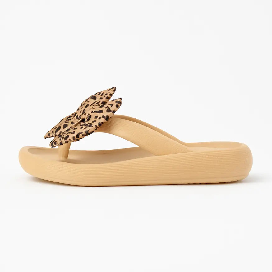 Liv Slippers met Strik - Comfortabele Slippers met Panterprint