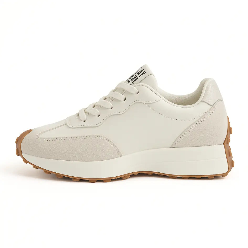 Luna Dames Sneakers – Witte Sportschoenen met Profielzool en Demping
