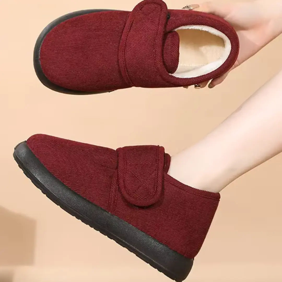 Mila Warme Diabetes Schoenen Dames – Pantoffel Loafers met klittenband