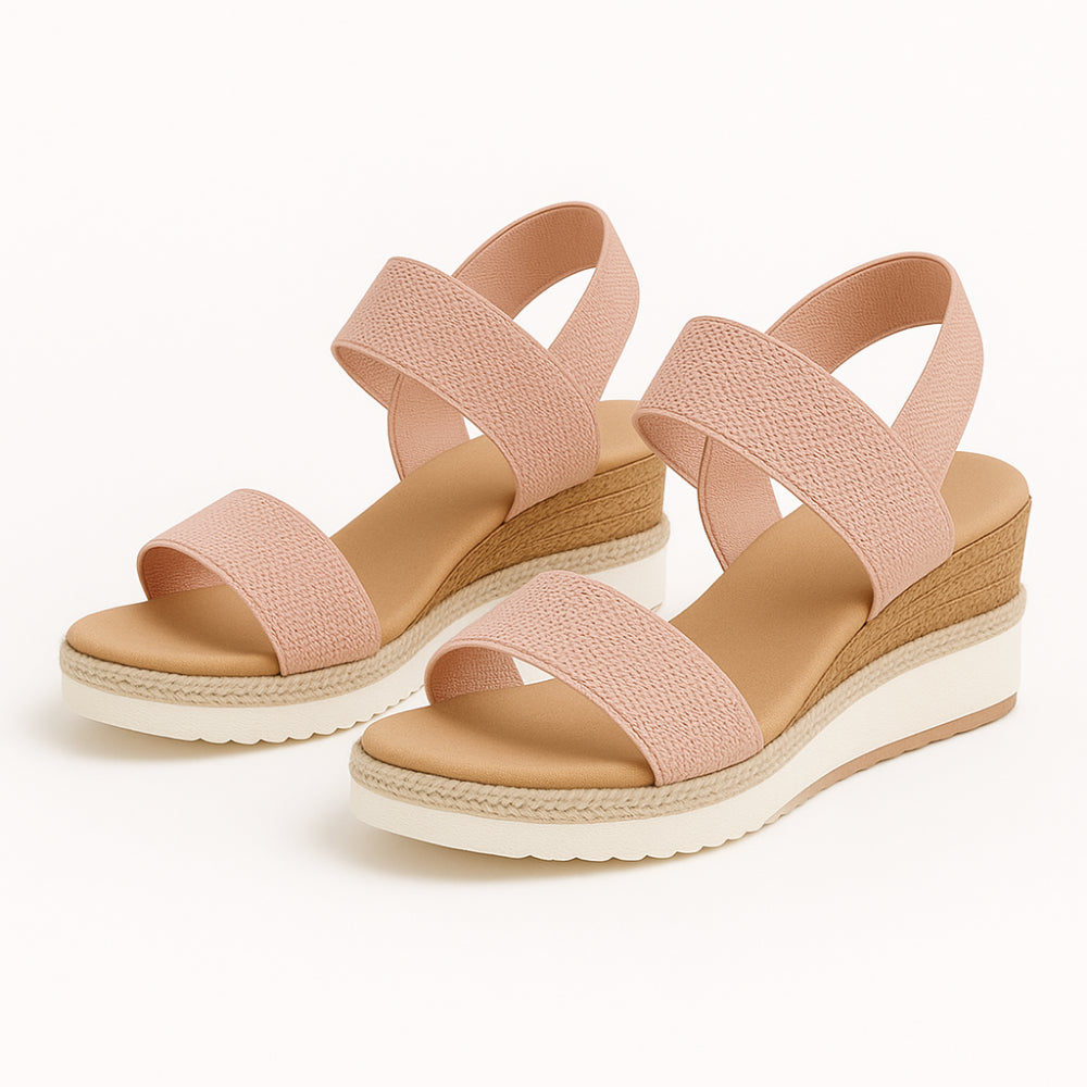 Noor Platform Sandalen Dames - Sleehak met Bandjes