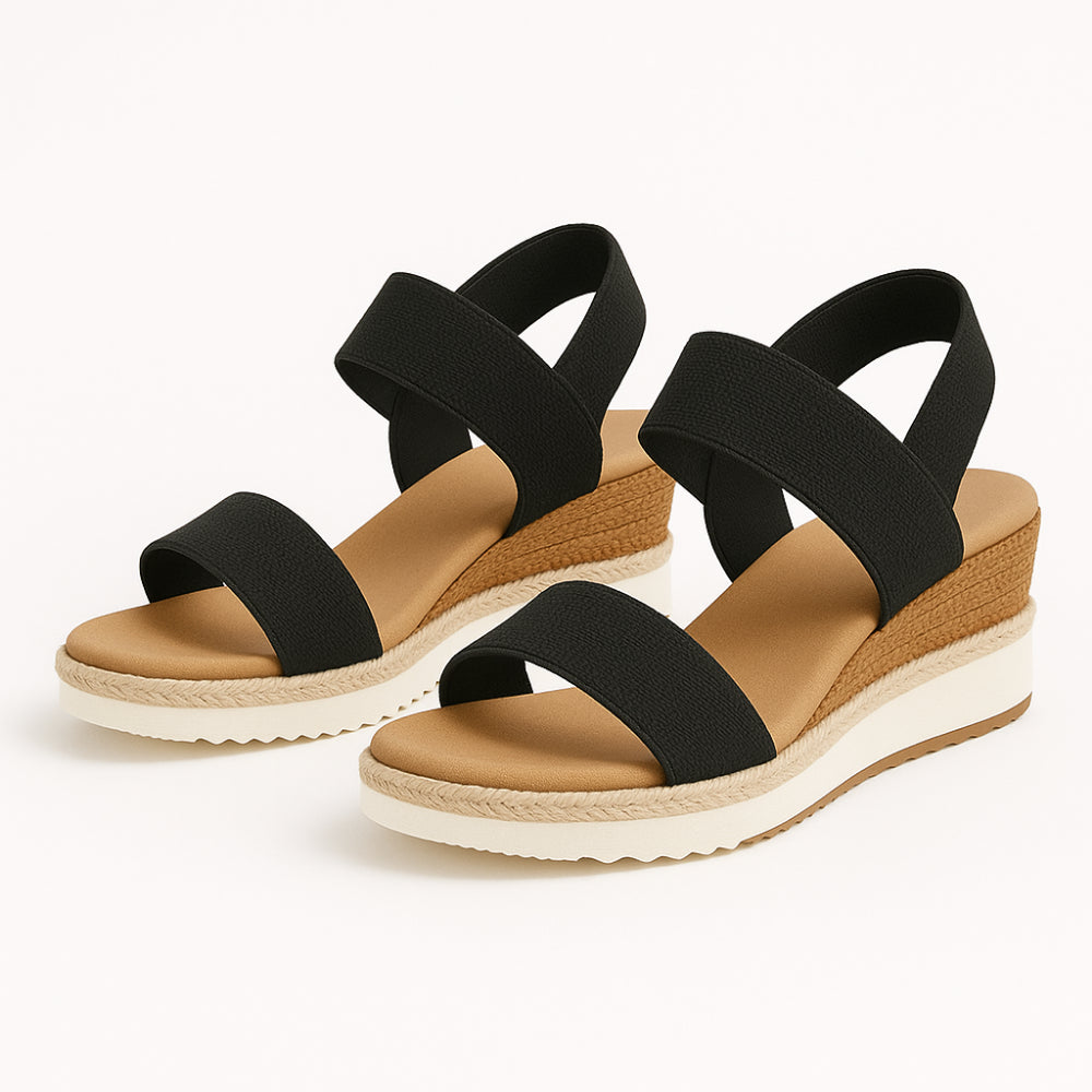 Noor Platform Sandalen Dames - Sleehak met Bandjes
