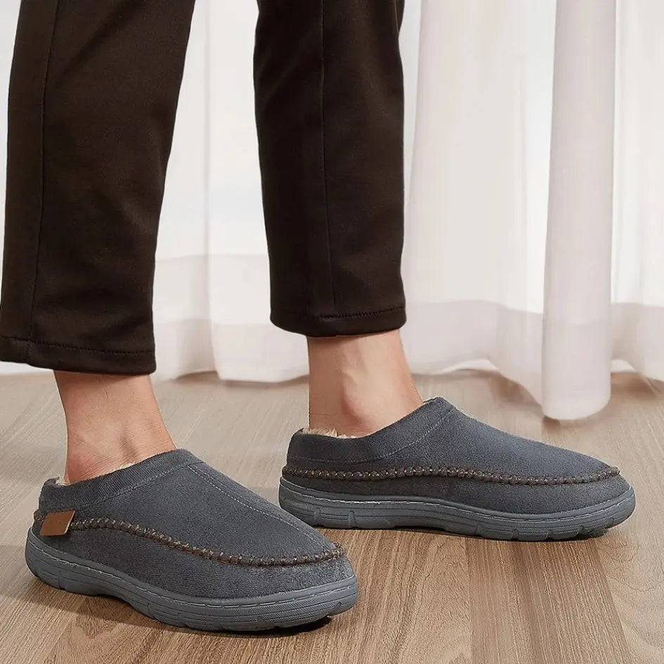 Olivier Pantoffels Heren met Wol - Pantoffels met Harde Zool