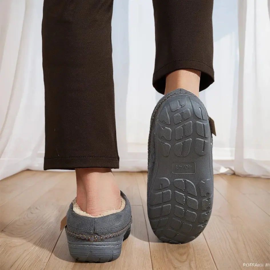 Olivier Pantoffels Heren met Wol - Pantoffels met Harde Zool
