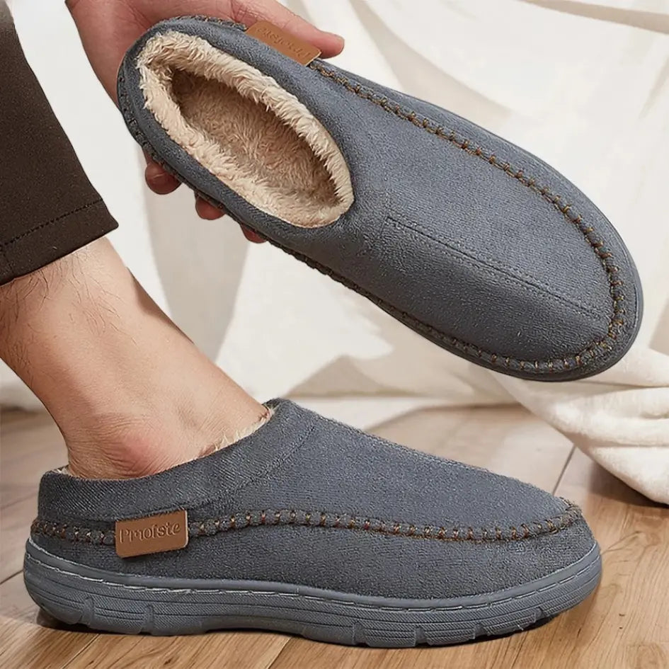 Olivier Pantoffels Heren met Wol - Pantoffels met Harde Zool