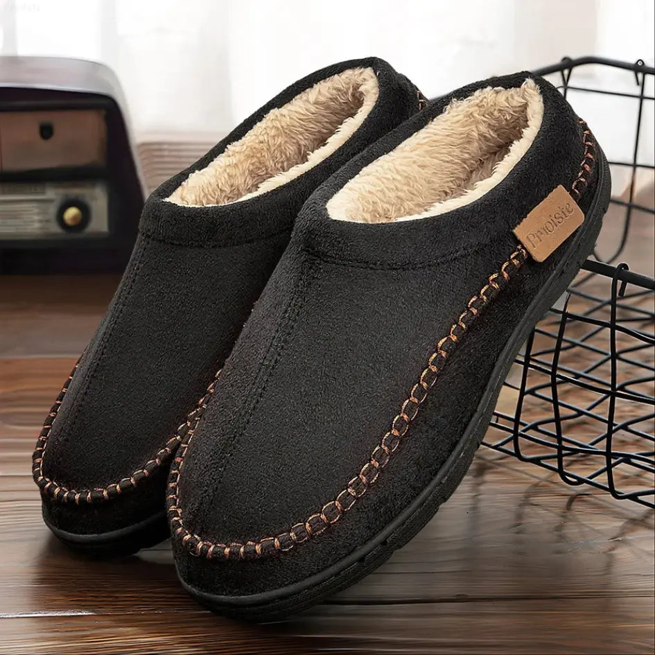 Olivier Pantoffels Heren met Wol - Pantoffels met Harde Zool