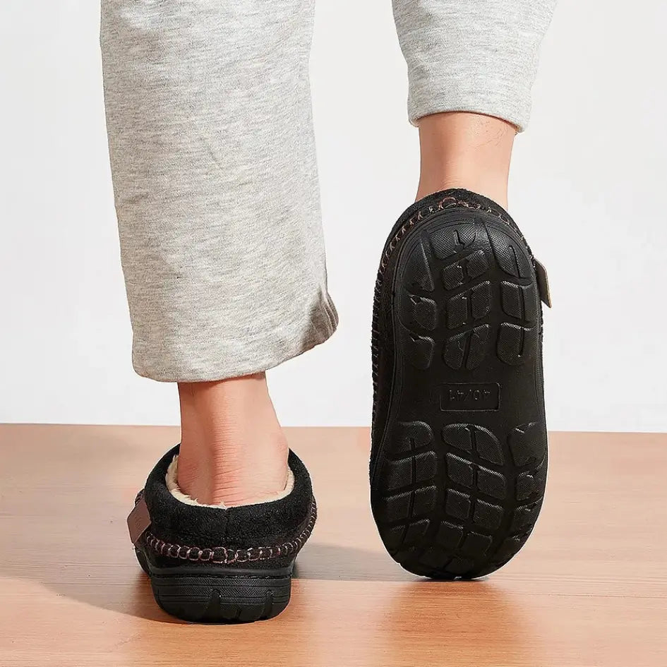 Olivier Pantoffels Heren met Wol - Pantoffels met Harde Zool