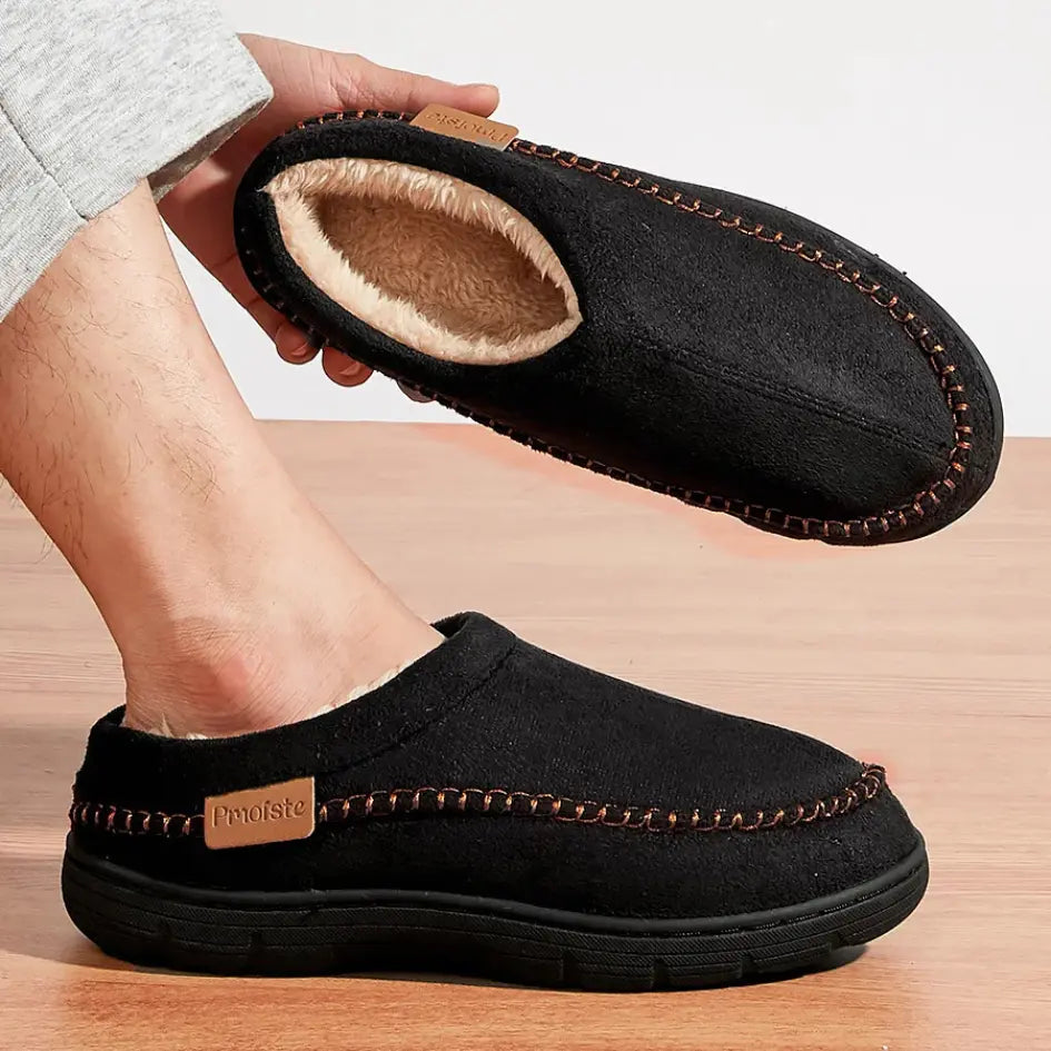 Olivier Pantoffels Heren met Wol - Pantoffels met Harde Zool
