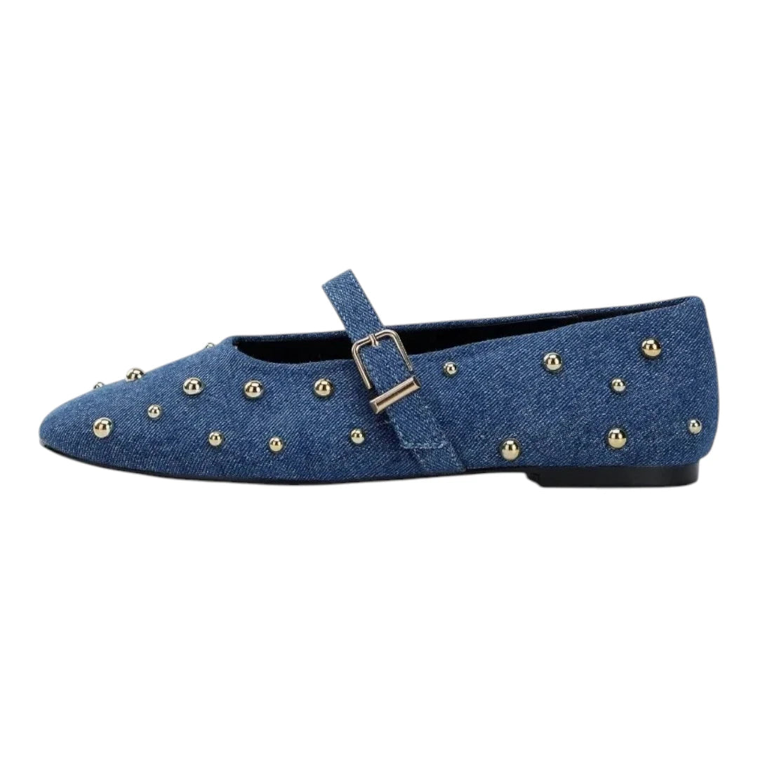 Chloé Rose Ballerina Schoenen Dames - Denim met gouden studs