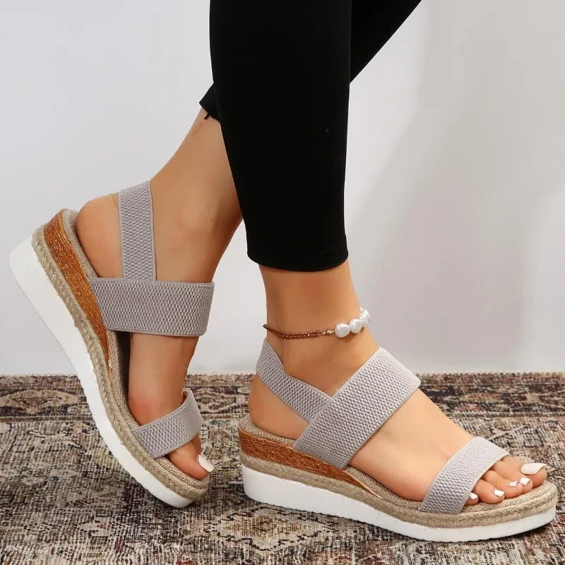 Noor Platform Sandalen Dames - Sleehak met Bandjes