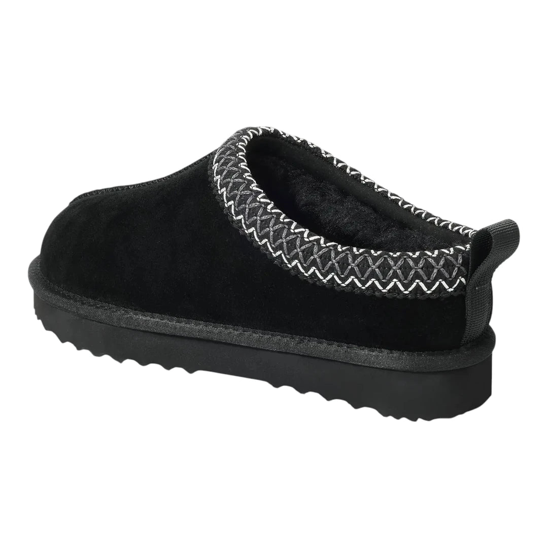 Leren Pantoffels Dames – Luxe Suède Sloffen met Warme Pluche Voering