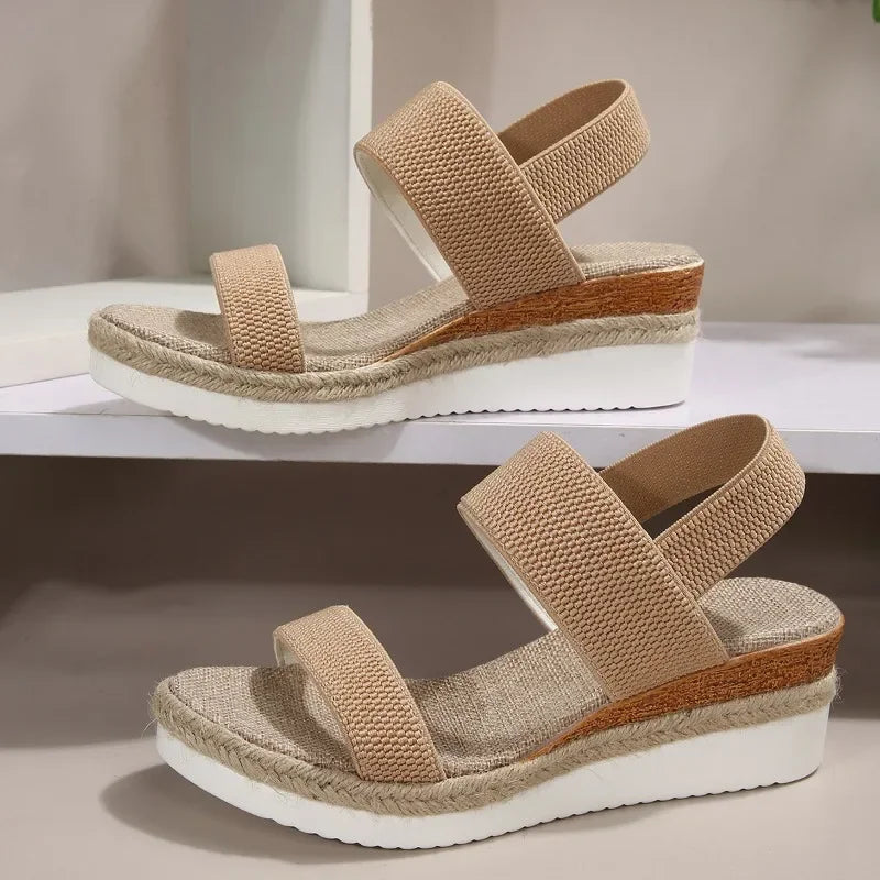 Noor Platform Sandalen Dames - Sleehak met Bandjes