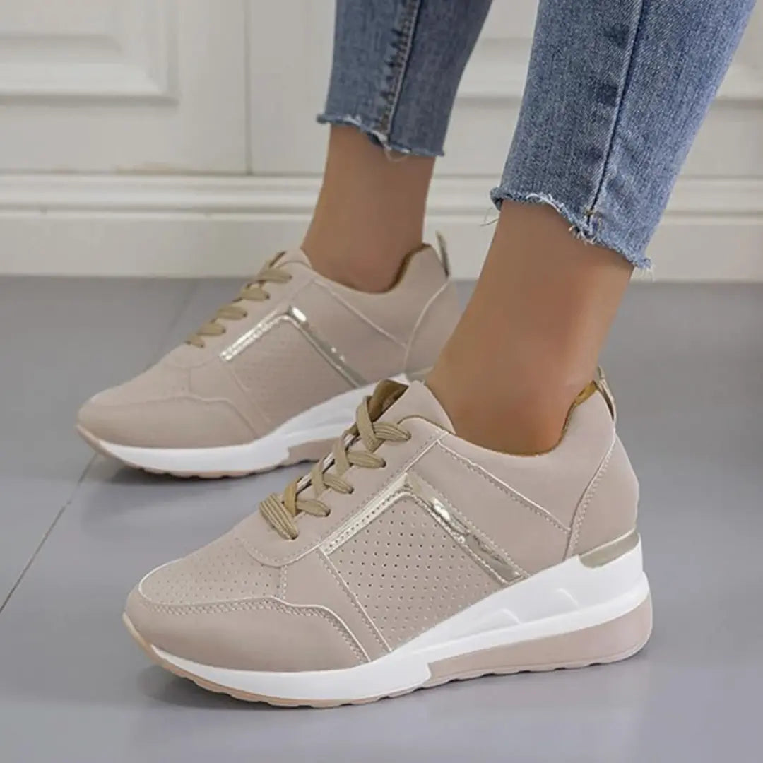 Noor Vegan Leren Sneakers met Sleehak - Sneakers Dames