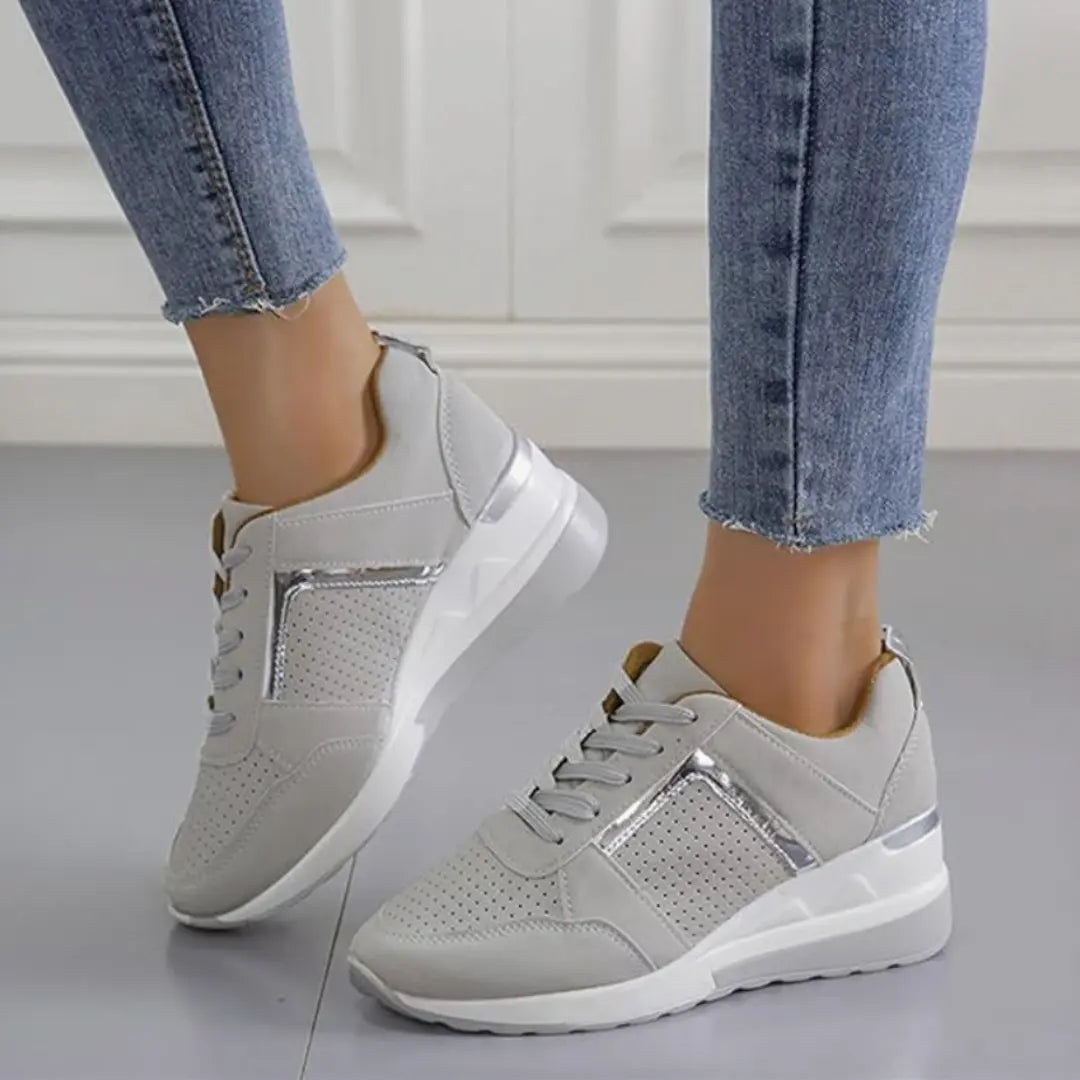 Noor Vegan Leren Sneakers met Sleehak - Sneakers Dames