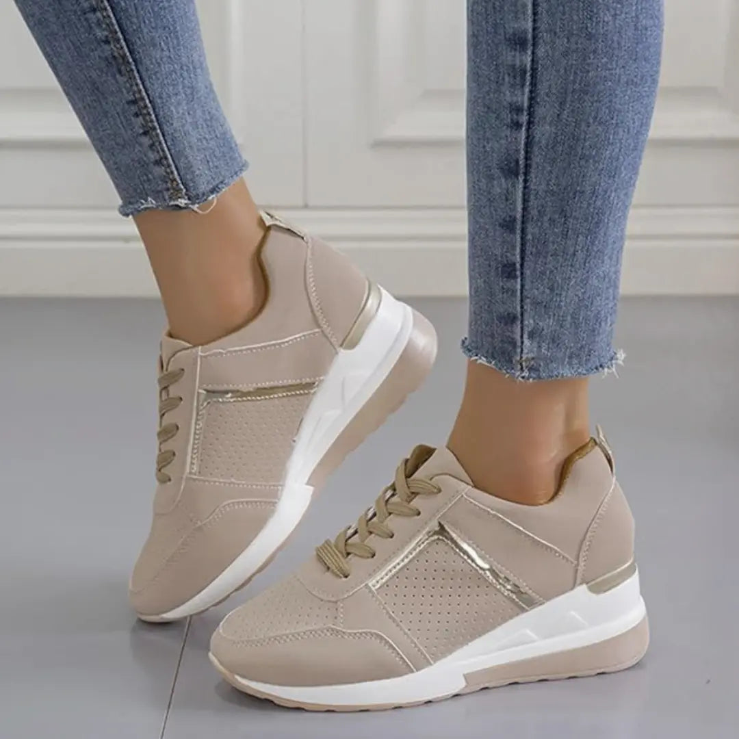 Noor Vegan Leren Sneakers met Sleehak - Sneakers Dames