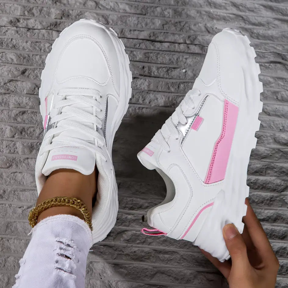 Sofia Dames Sneakers met Voetbed – Leren Schoenen met Chunky Zool