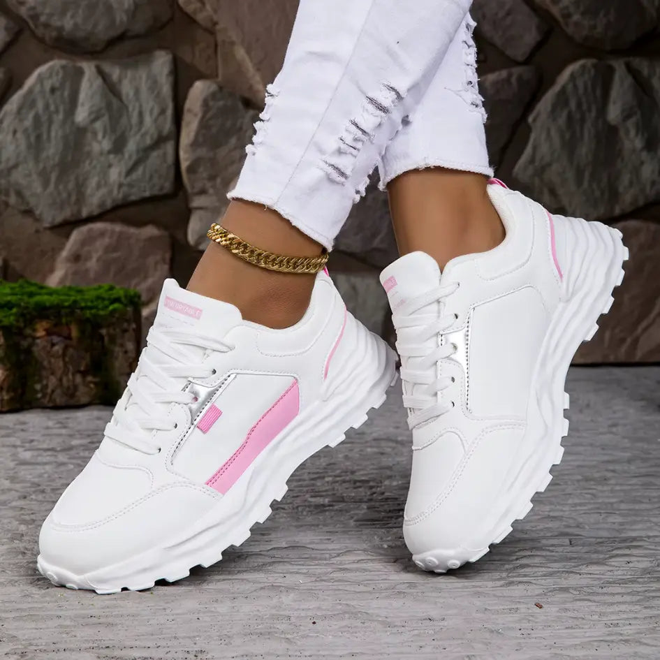 Sofia Dames Sneakers met Voetbed – Leren Schoenen met Chunky Zool