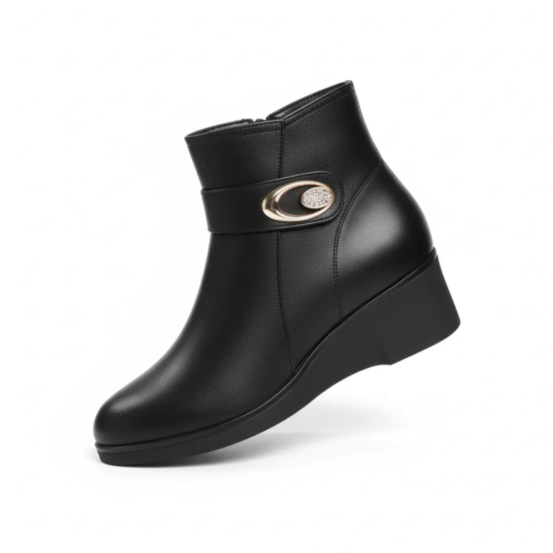 Celia Gevoerde Enkellaarzen Dames – Elegante Winter Boots met Hak
