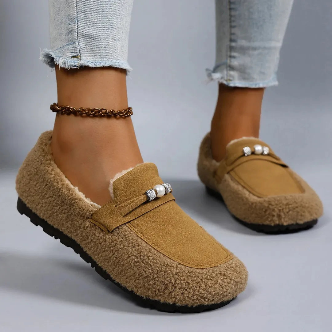 Elena Warme Pantoffels Dames – Gevoerde Loafers met Antislip Zool