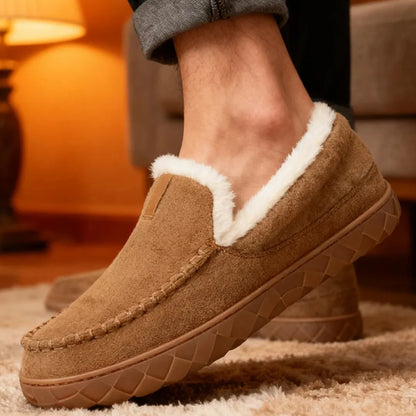 Luca Instappers Heren – Warme Suède Loafers Pantoffels met Harde Zool
