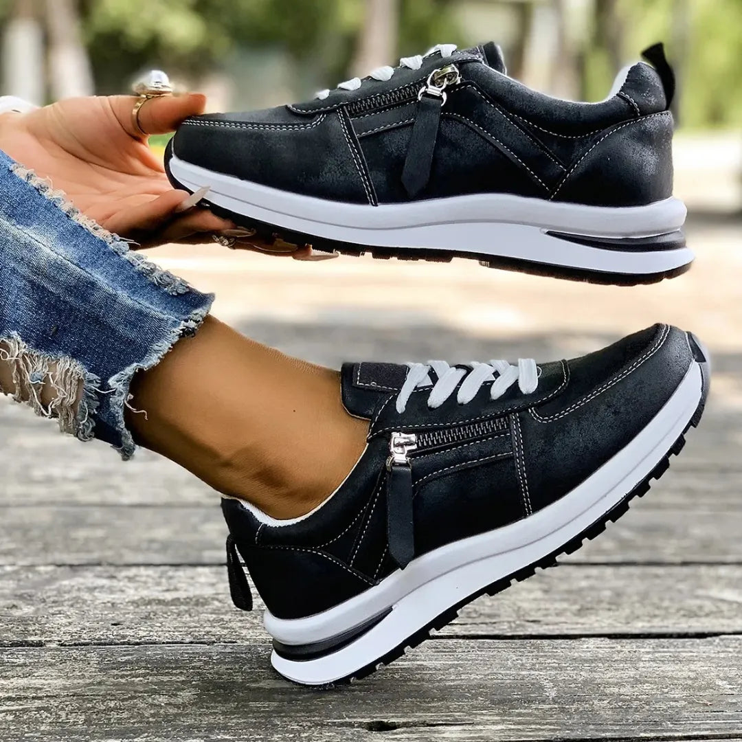 Livia Dames Sneakers - Comforabele Veterschoenen met Demping