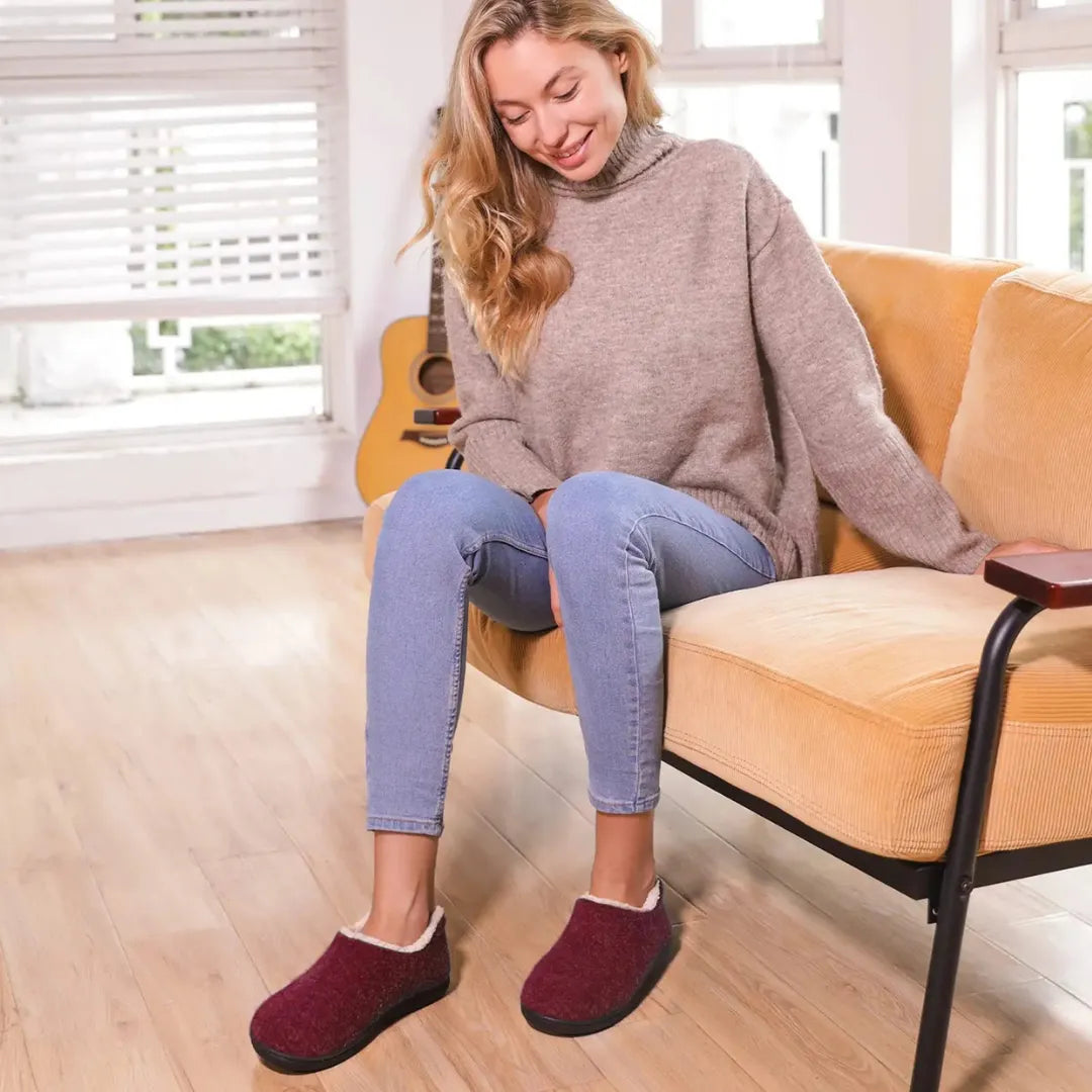 Clara Warme Dames Pantoffels – Pluche Sloffen met Harde Zool