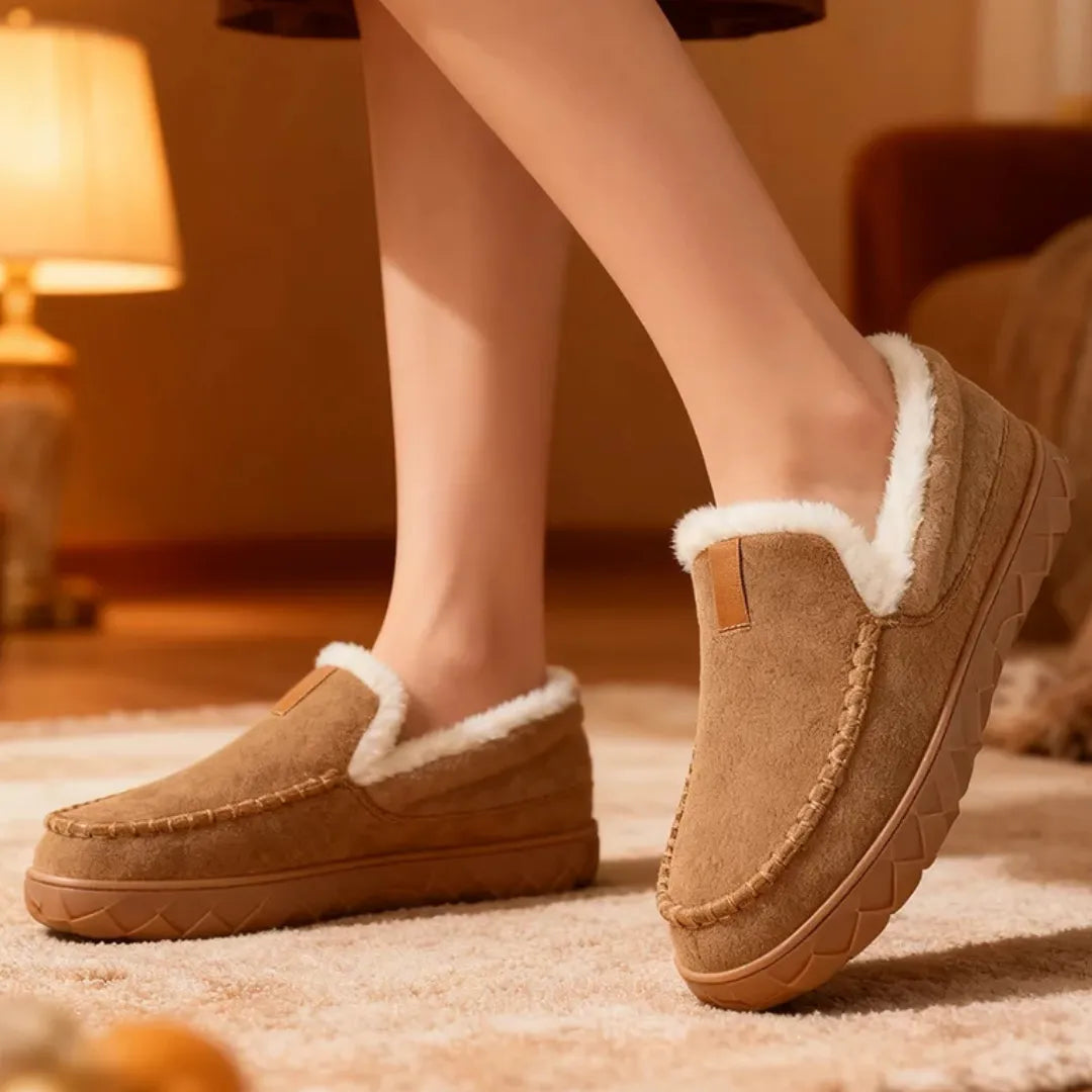 Luca Instappers Heren – Warme Suède Loafers Pantoffels met Harde Zool