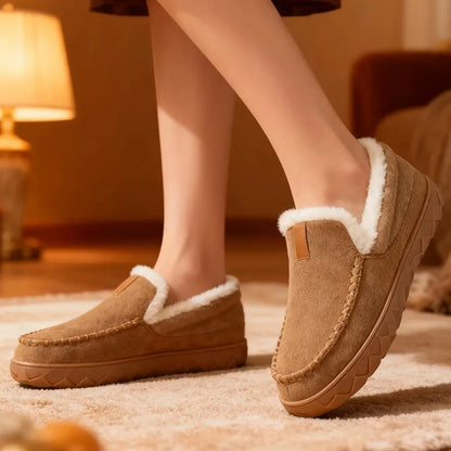 Luca Instappers Heren – Warme Suède Loafers Pantoffels met Harde Zool