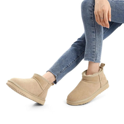 Alix Warm Suède Enkellaarsje Dames - Gevoerde Boots met Antislip zool